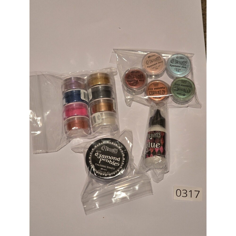 Ranger Dylusions Diamond Dust Embossing Powder Glue Craft Lot NEW